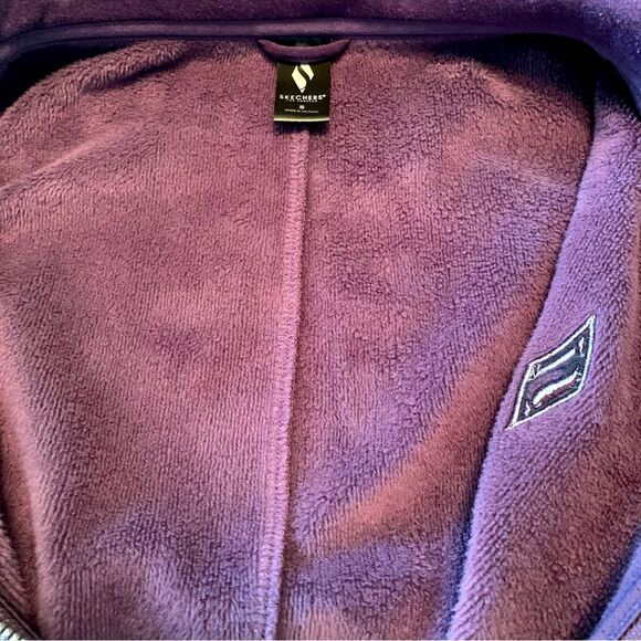 SKETCHERS Full Zip Sweatshirt Women Small Purple Fleece Pockets Medium Weight. - Picture 6 of 11